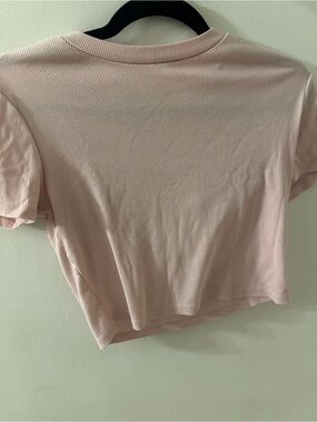 Essentials Ribbed Crop Tee - Light Pink